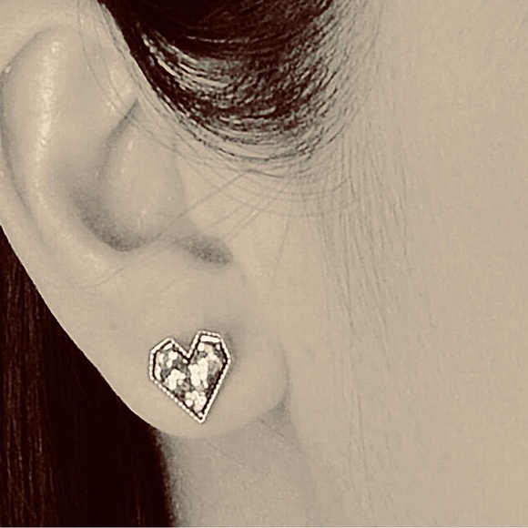 “Blue Sequin Heart” Dainty Tiny Mini Gold Love Valentines Sparkly Romance Studs - Picture 6 of 11